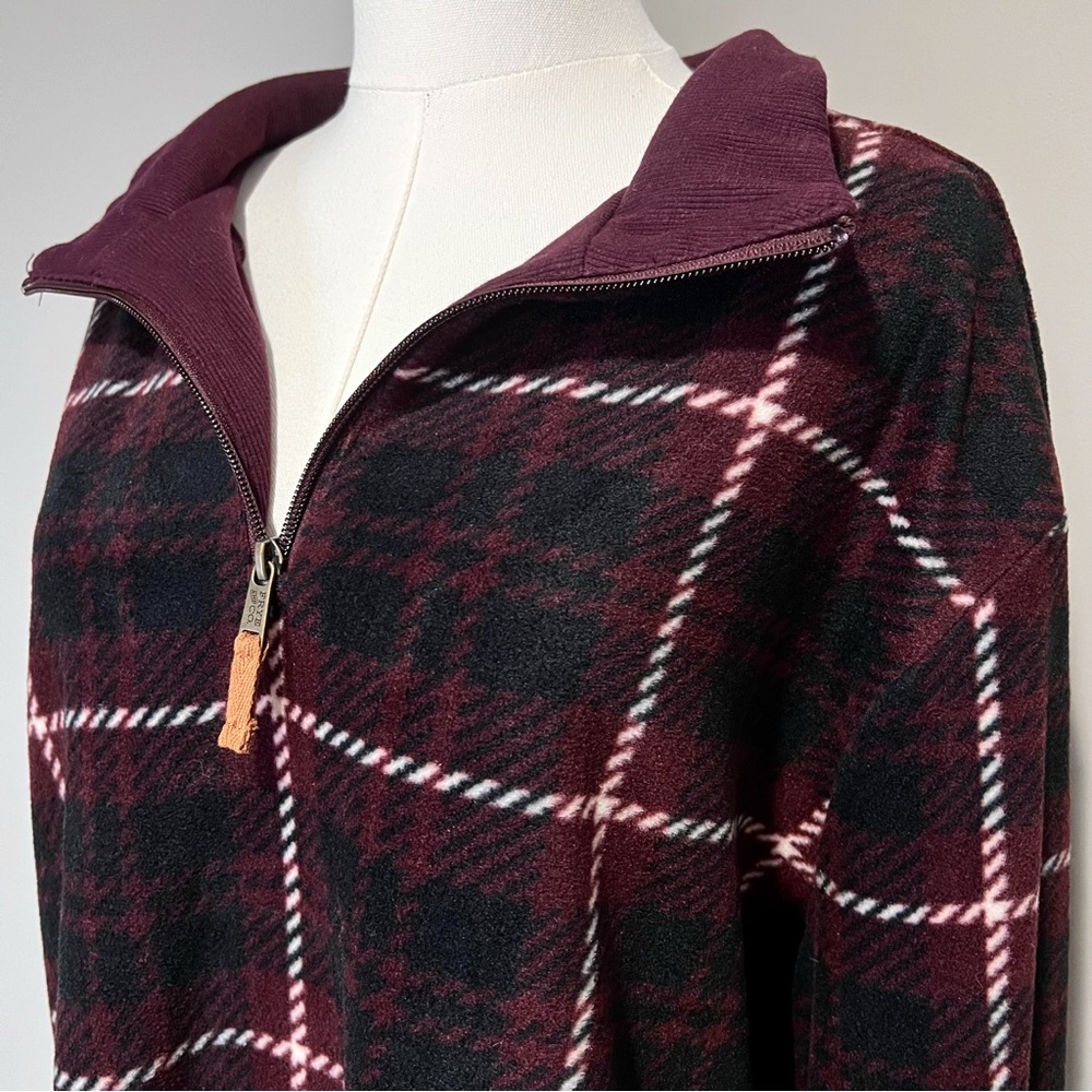 FRYE & CO Plaid Fleece Quarter Zip Pullover Size XXL - Picture 2 of 9
